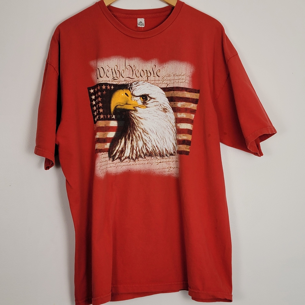 Alstyle Vintage Red T-Shirt Eagle Flag Patriot We The People XL